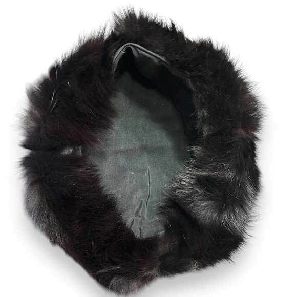 VINTAGE Fox Fur Beret with Fur Pom Pom - Picture 5 of 7